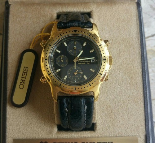 VINTAGE SEIKO QUARTZ CHRONOGRAPH ALARM SPORTS 150 JAPAN 7T32 6B70 NEW BOX